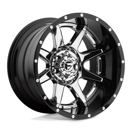 Fuel 2PC D247 RAMPAGE 8X180 20X10 -19 CHROME PLATED GLOSS BLACK LIP