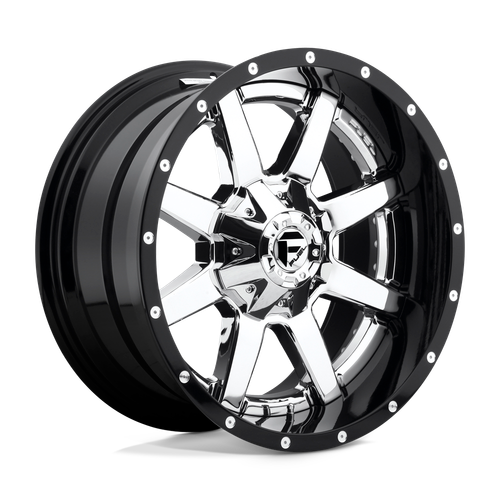 Fuel 2PC D260 MAVERICK 8X180 22X10 -13 CHROME PLATED GLOSS BLACK LIP