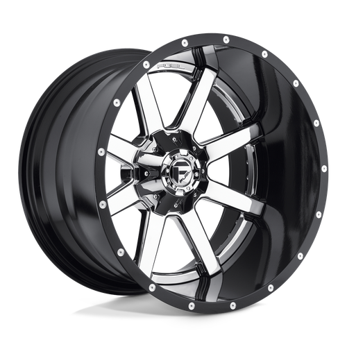 Fuel 2PC D260 MAVERICK 8X170 22X14 -70 CHROME PLATED GLOSS BLACK LIP