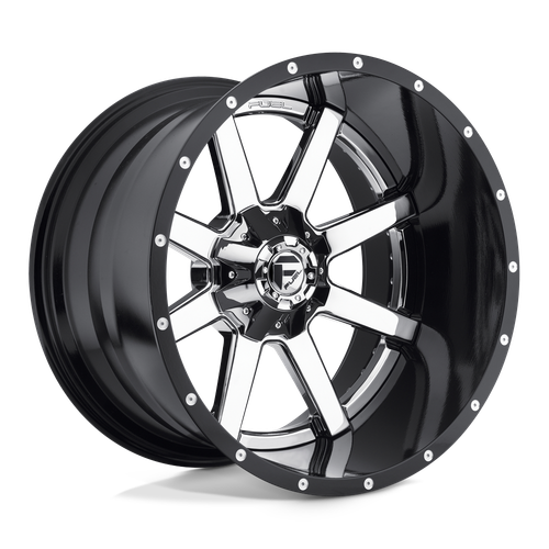 Fuel 2PC D260 MAVERICK 8X165.1 22X14 -70 CHROME PLATED GLOSS BLACK LIP