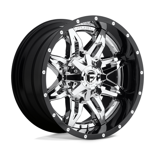Fuel 2PC D266 LETHAL 8X165.1 20X10 -19 CHROME PLATED GLOSS BLACK LIP