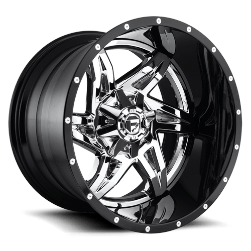 Fuel 2PC D272 ROCKER 8X180 20X10 -18 CHROME PLATED GLOSS BLACK LIP