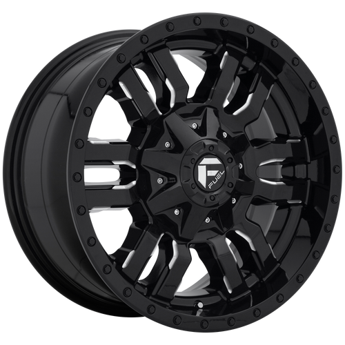 Fuel UTV D595 SLEDGE 4X156 20X7 +13 GLOSS BLACK MILLED