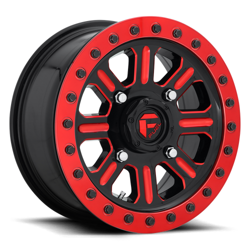 Fuel UTV D911 HARDLINE BEADLOCK 4X156 15X10 +25 GLOSS BLACK RED TINTED CLEAR