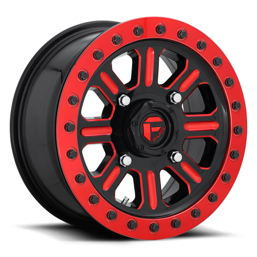 Fuel UTV D911 HARDLINE BEADLOCK 4X156 15X7 +38 GLOSS BLACK RED TINTED CLEAR