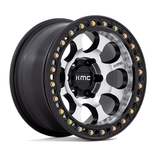 KMC KM237 RIOT BEADLOCK 6X139.7 17X9 -12 MACHINED FACE SATIN BLACK WINDOWS WITH SATIN BLACK RING