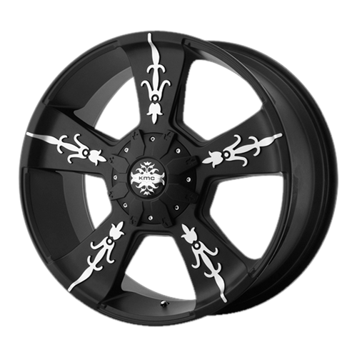 KMC KM668 VANDAL 8X165.1 22X9 +18 MATTE BLACK WITH MACHINED FACE