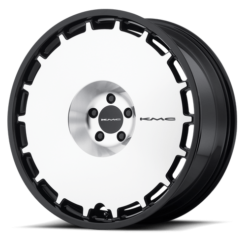 KMC KM689 SKILLET 5X115 22X9 +15 GLOSS BLACK MACHINED FACE