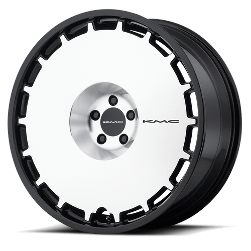 KMC KM689 SKILLET 6X139.7 24X9.5 +15 GLOSS BLACK MACHINED FACE