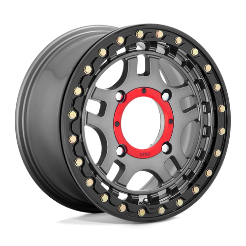 KMC Powersports KS240 RECON BEADLOCK 4X156 14X7 +38 GUN METAL WITH GLOSS BLACK RING