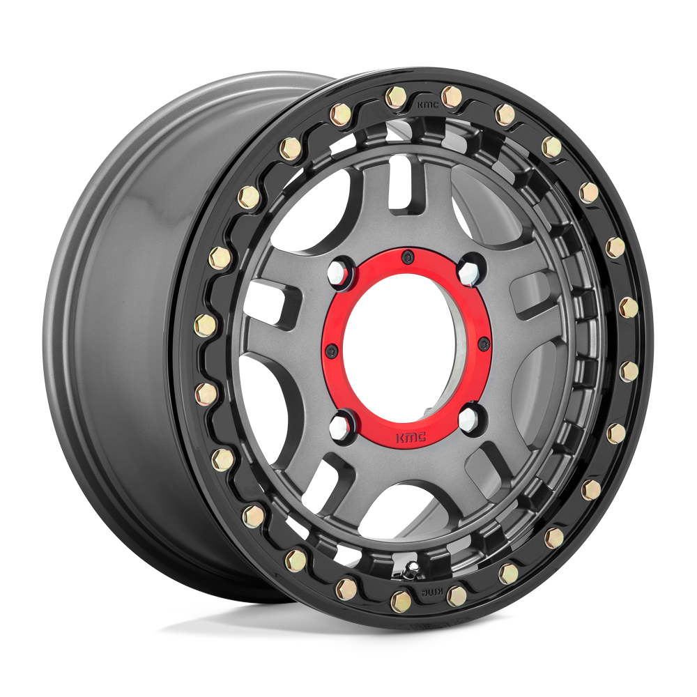 KMC Powersports KS240 RECON BEADLOCK 4X156 15X7 +38 GUN METAL WITH GLOSS BLACK RING