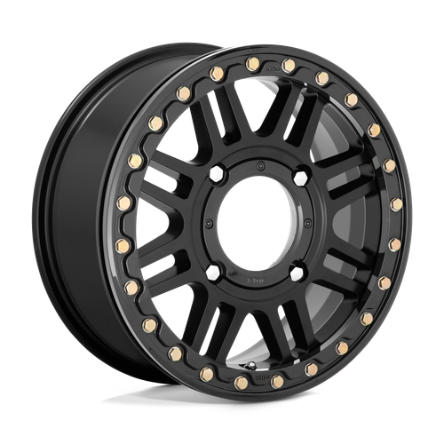 KMC Powersports KS250 CAGE BEADLOCK 4X156 15X6 +38 SATIN BLACK WITH GLOSS BLACK RING