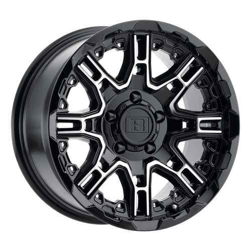 Level 8 SLINGSHOT 5X127 17X8.5 +10 GLOSS BLACK W/ MACHINED FACE