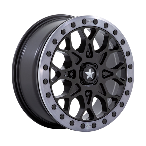 MSA Offroad Wheels M48 PORTAL BEADLOCK 4X156 15X6 +38 SATIN BLACK WITH GRAY TINT RING