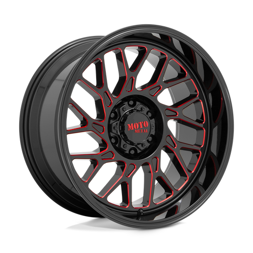 Moto Metal MO805 6X139.7 22X10 -18 GLOSS BLACK MILLED WITH RED TINT