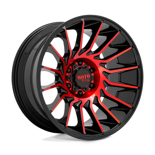 Moto Metal MO807 8X170 22X12 -44 GLOSS BLACK MACHINED WITH RED TINT