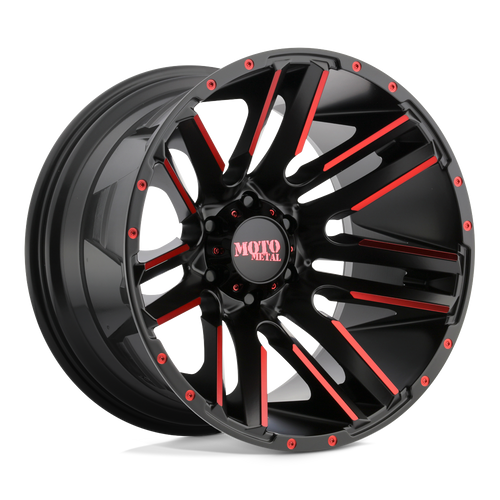 Moto Metal MO978 RAZOR 5X127 20X10 -24 SATIN  BLACK MACHINED RED TINT