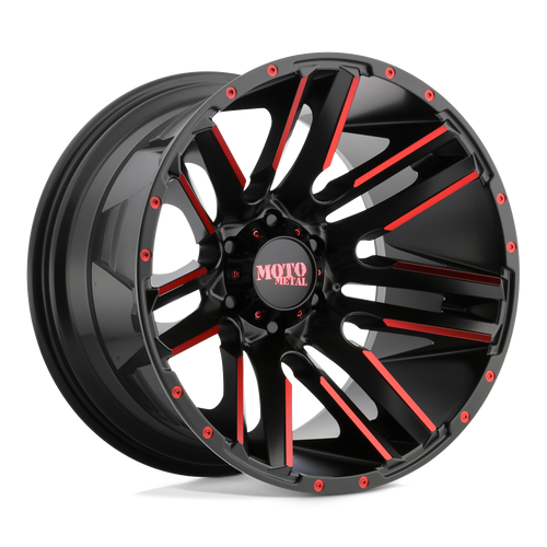 Moto Metal MO978 RAZOR 8X180 20X10 -24 SATIN BLACK MACHINED RED TINT
