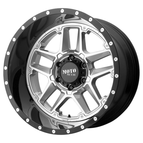 Moto Metal MO987 SENTRY 5X127 16X8 -6 GLOSS SILVER CENTER GLOSS BLACK LIP