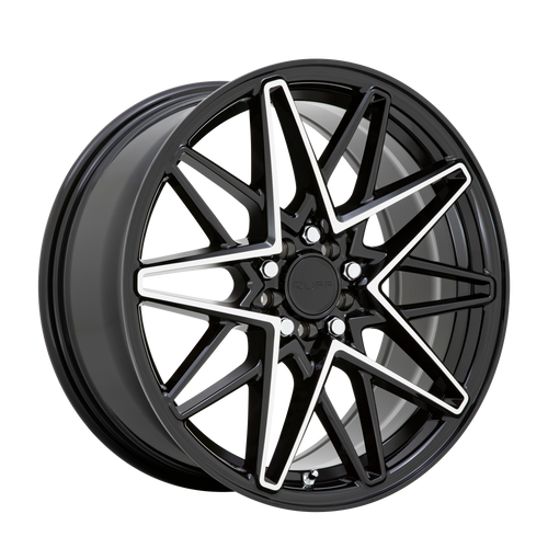 Ruff CLUTCH 5X112/5X120 18X8 +38 GLOSS BLACK W/ MACHINED FACE