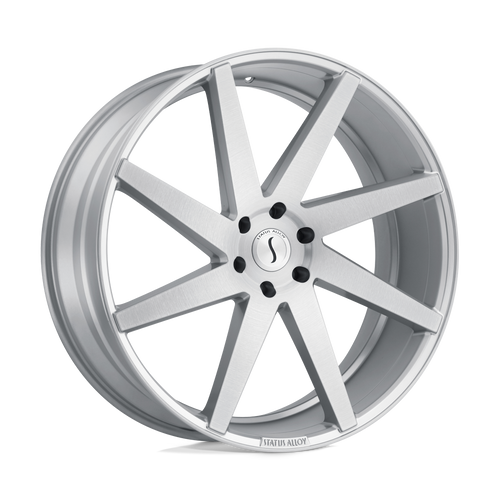 Status BRUTE 5X115 22X9.5 +15 SILVER W/ BRUSHED MACHINED FACE
