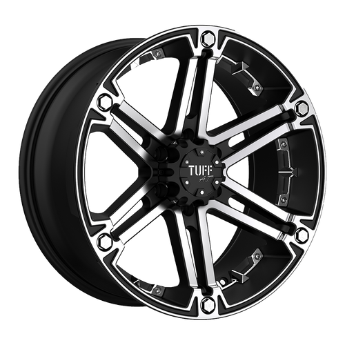 Tuff T01 6X139.7 15X8 -13 FLAT BLACK W/ MACHINED FACE