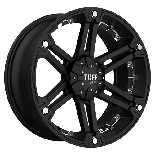 Tuff T01 5X139.7 16X8 +10 FLAT BLACK W/ CHROME INSERTS