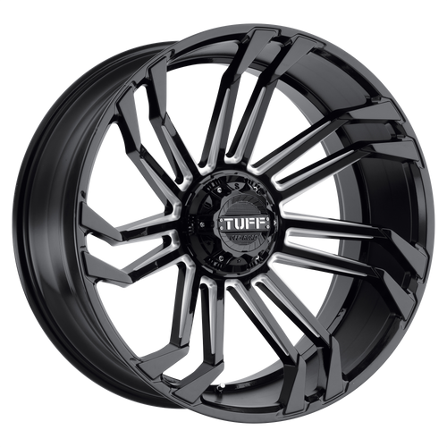 Tuff T21 6X135 24X11 -25 GLOSS BLACK W/ MILLED SPOKES