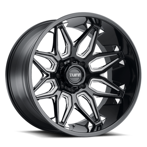Tuff T3B 8X165.1 24X14 -72 GLOSS BLACK W/ MILLED SPOKES