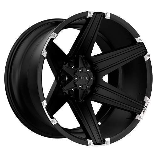 Tuff T12 6X139.7 26X12 -45 SATIN BLACK W/ BRUSHED INSERTS