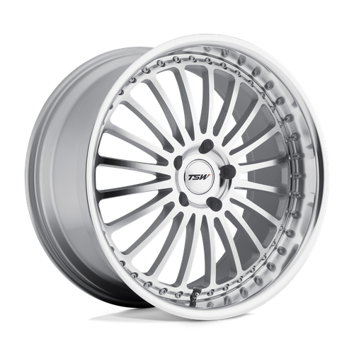 TSW SILVERSTONE 5X112 18X8 +32 SILVER W/ MIRROR CUT FACE & LIP