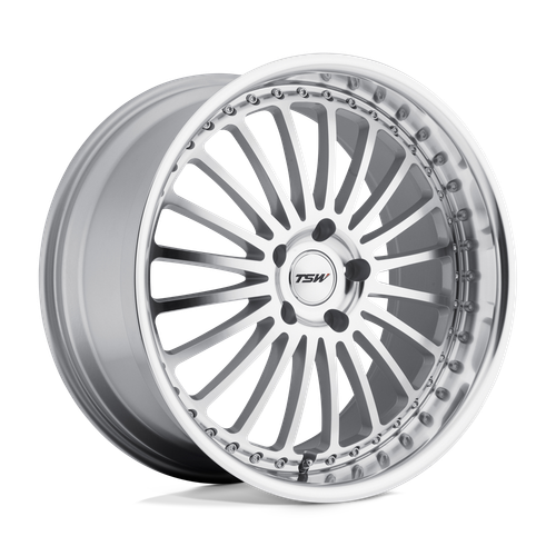 TSW SILVERSTONE 5X108 20X8.5 +40 SILVER W/ MIRROR CUT FACE & LIP