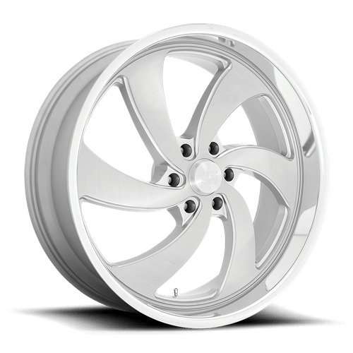 US Mag 1PC U134 DESPERADO 6X135 24X10 +25 SILVER BRUSHED FACE MILLED DIAMOND CUT MILLED