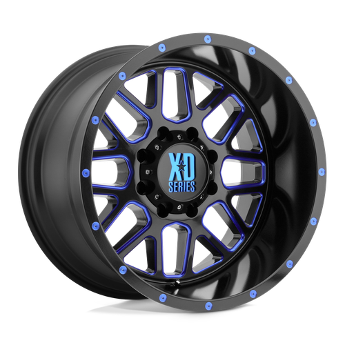 XD XD820 GRENADE 5X127 20X9 +0 SATIN  BLACK MILLED WITH BLUE CLEAR COAT