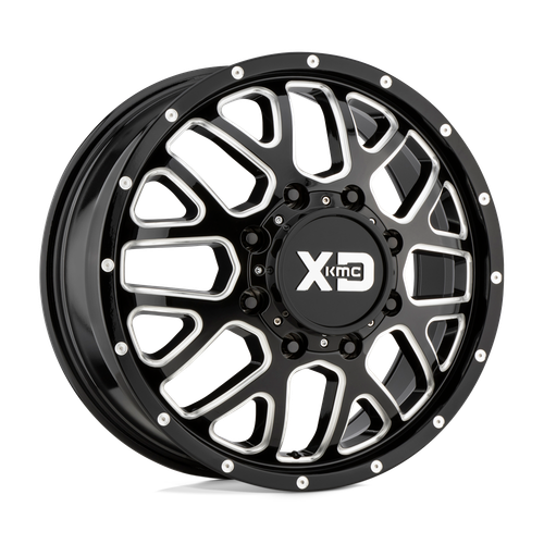 XD XD843 GRENADE DUALLY 8X210 20X8.25 +127 GLOSS BLACK MILLED - FRONT wheel for 2009 Gmc Sierra 3500 hd
