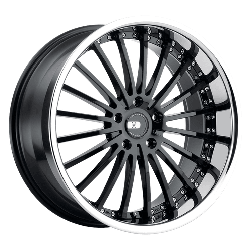 XO NEW YORK 5X130 22X10.5 +30 GLOSS BLACK W/ STAINLESS STEEL LIP