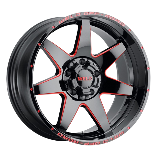 WELD Off-Road Retaliate 5x127 20x10 -18 Gloss Black/Milled RED