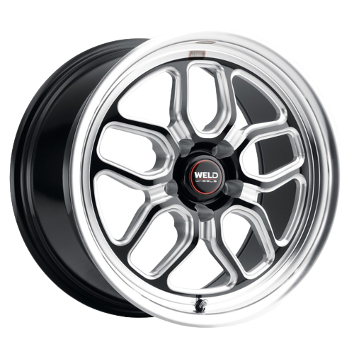 WELD Performance Laguna Drag 5x120.7 17x5 -10 Gloss Black/Milled Diamond Cut Lip