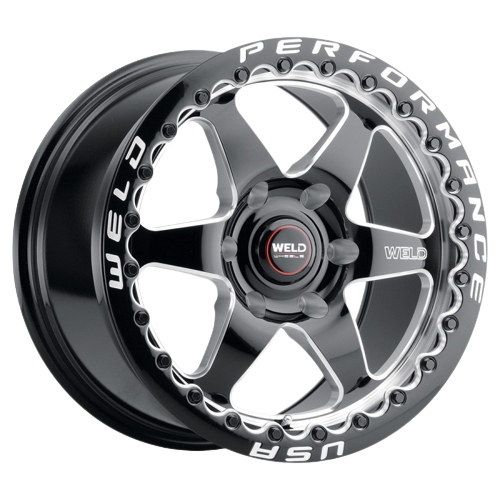 WELD Performance Ventura 6 Beadlock 6x139.7 15x10 +38 Gloss Black/Milled Diamond Cut Lip