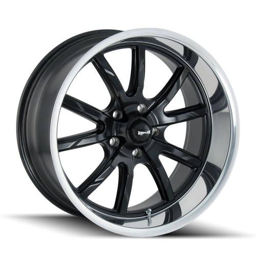 Ridler Type 650 5x114.3 15x8+0 Matte Black/Polished Lip