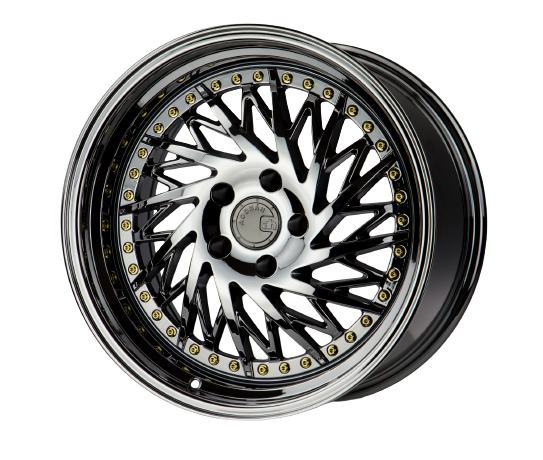 Aodhan DS03 5x100 18x9.5 +35 Black Vacuum w/ Gold Rivets