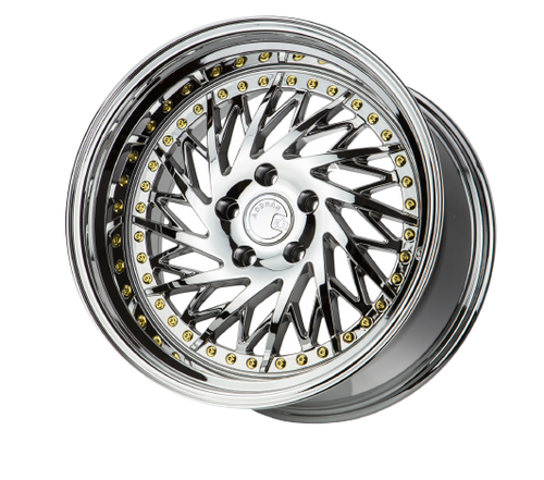 Aodhan DS03 5x114.3 18x9.5 +30 Vacuum Chrome w/Gold Rivets