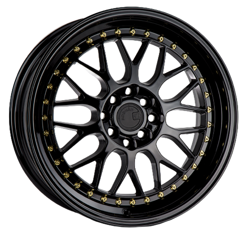 Aodhan AH02 4x100 / 4x114.3 17x8+35 Gloss Black ( Gold Rivet)