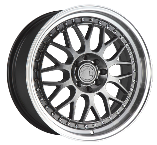 Aodhan AH02 5x100 / 5x114.3 17x8+35 Hyper Black w/ Machined Lip wheel for 1995 Dodge Caravan