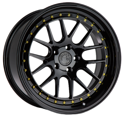 Aodhan DS06 5x100 18x9.5+35 Gloss Black W /Gold Rivets