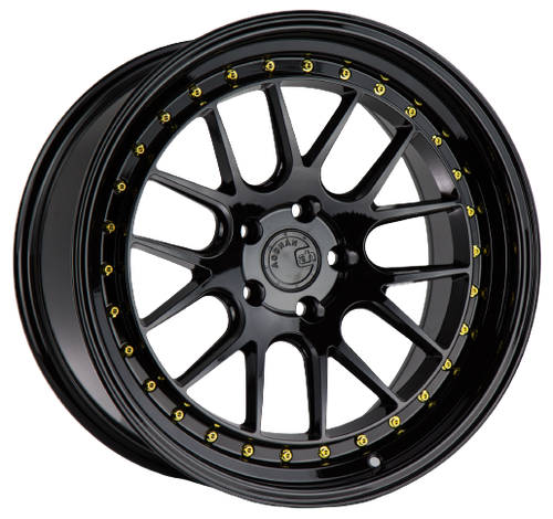 Aodhan DS06 5x114.3 18x9.5+30 Gloss Black W /Gold Rivets