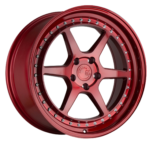 Aodhan DS09 5x100 18x8.5+35 Candy Red w/ (Chrome Rivets)