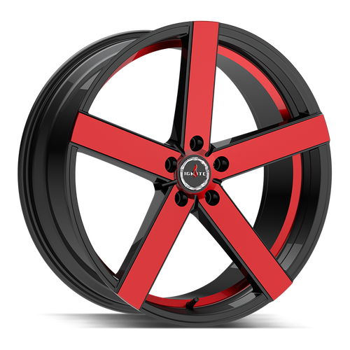 Ignite Spark 5x114.3 22x8.5 +35 Gloss Black Candy Red Machine