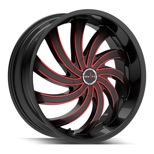 Ignite Flame 5x114.3/5x120 20x8.5 +35 Gloss Black Candy Red Milled