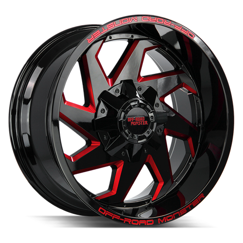 Off Road Monster M09 6x135/6x139.7 20x10-12 Gloss Black Candy Red Milled